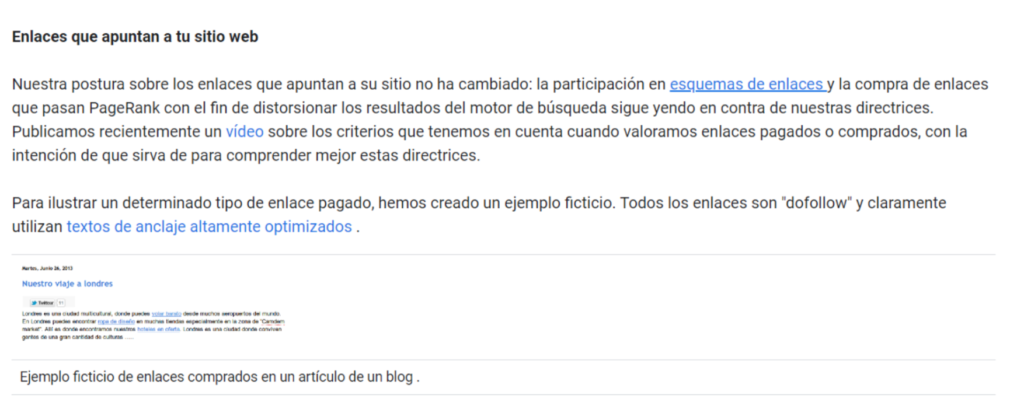 Ejemplo de enlaces comprados 